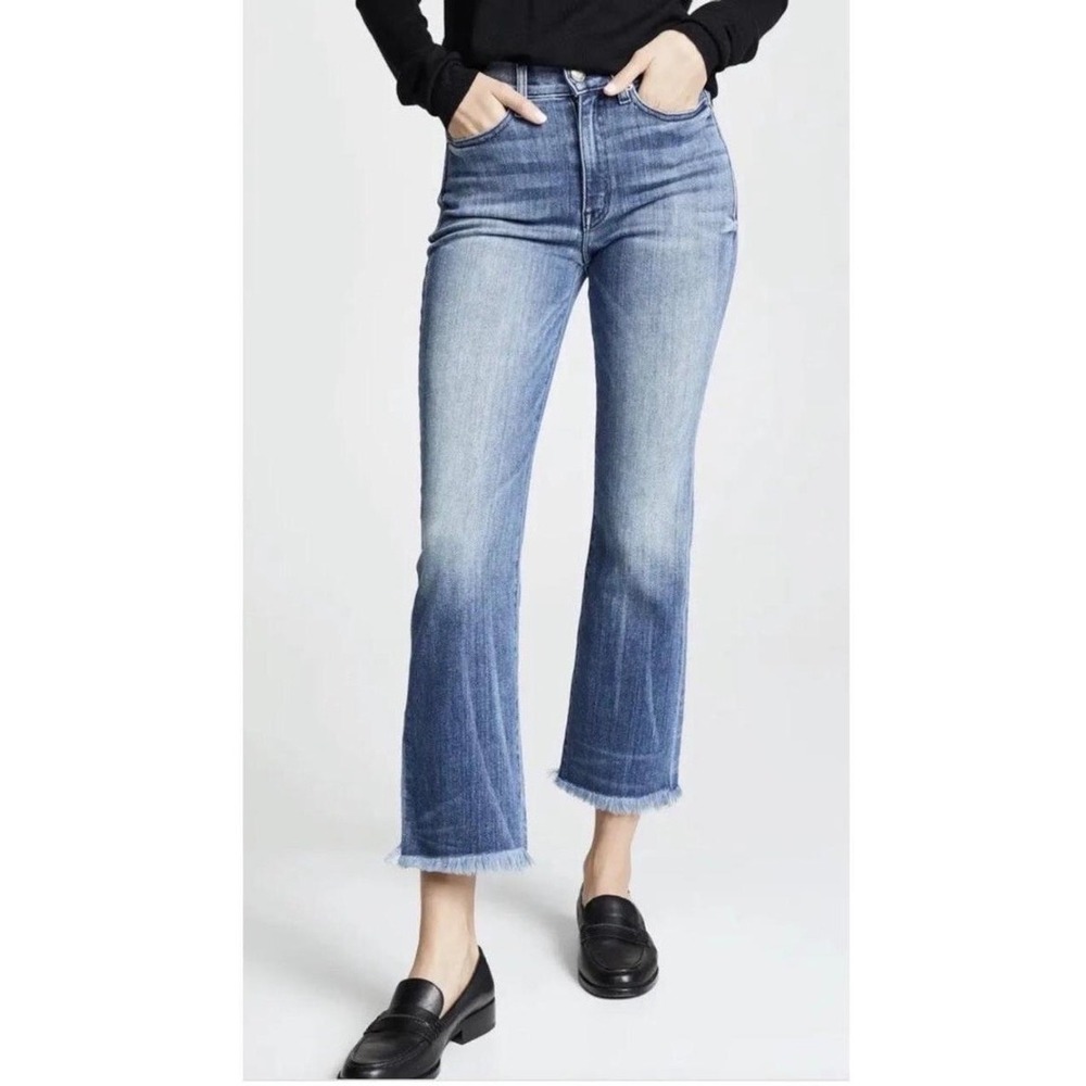 AYR The Bomb Pop Raw Hem Straight Leg Ankle Jeans in Bomba Medium Wash 25 Short